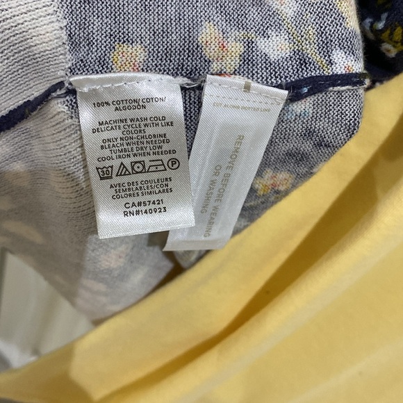 Loft Navy Blue Yellow Floral Button Cardigan Size M NWT paired with Yellow Tank - Picture 4 of 6